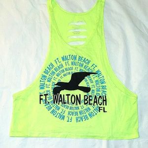 3 for $20 Shredded cropped tank top in neon yellow/green